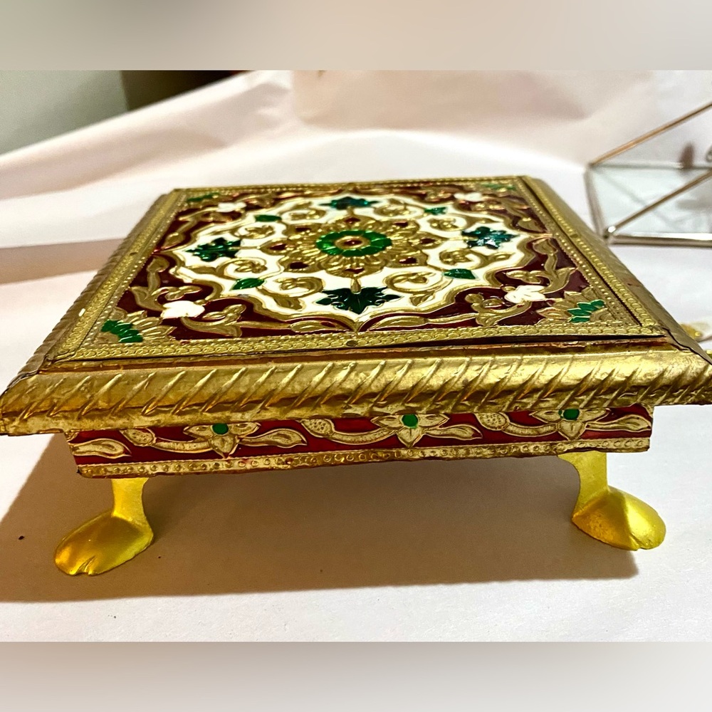 Indian Meenakari Chowki,known as a Bajot or small stool. Handmade & used in home
